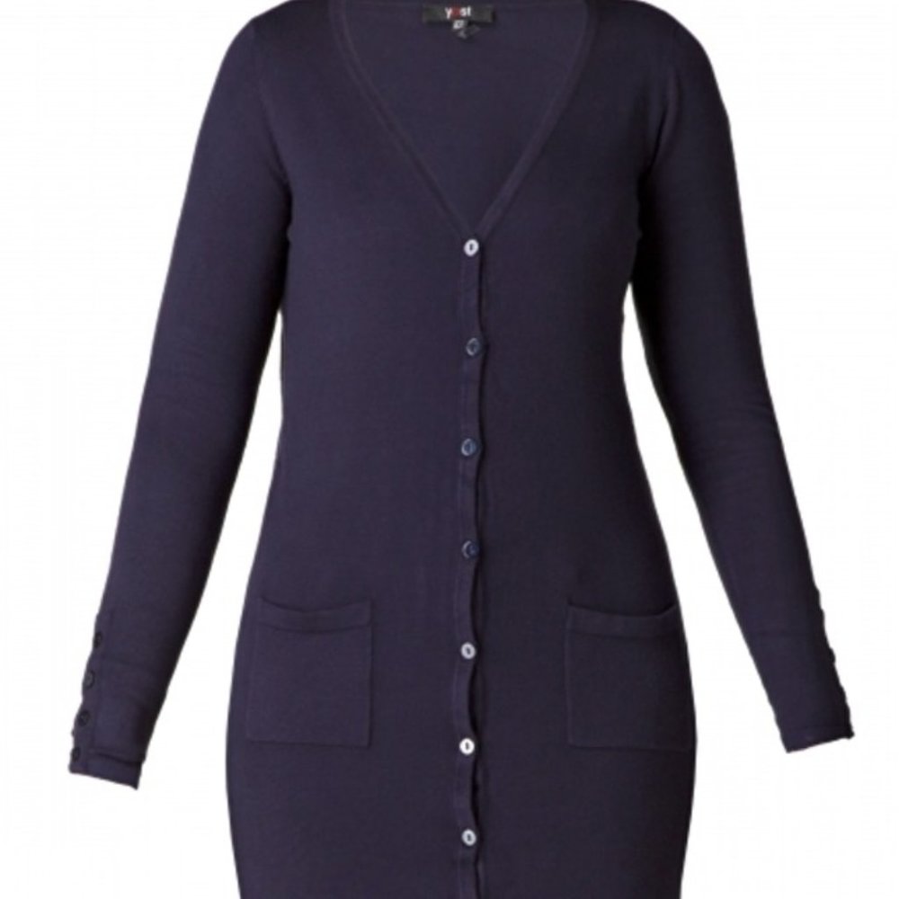 Yest Yaella Dark Blue Long Button Front Ca…